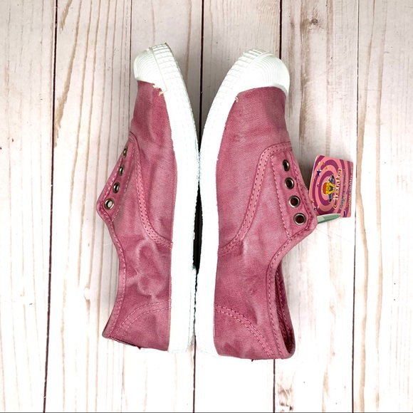 Cienta Kids Slip-On Canvas Sneaker ‘Distressed Pink’ Laceless Ecological Fabric - Picture 5 of 13